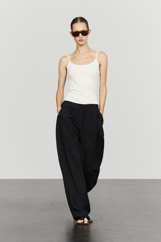 Zara Cotton blend strappy top - Oyster-white - Image 0