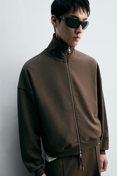 ÁO KHOÁC INTERLOCK ĐÍNH NHÃN - Màu sôcôla từ Zara