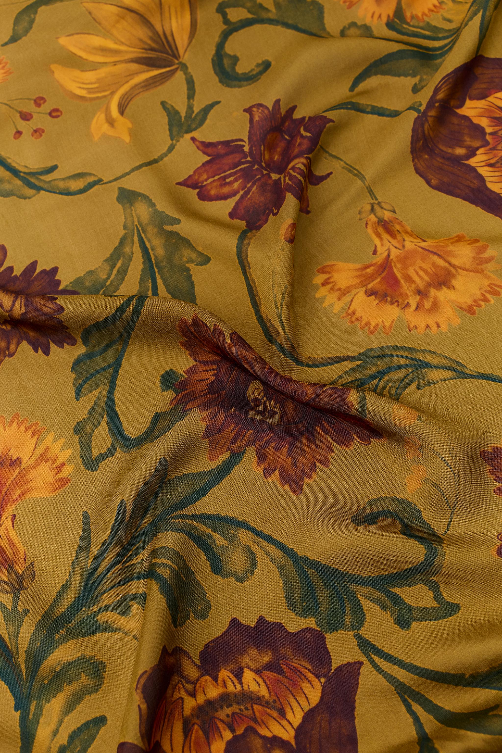 FOULARD À IMPRIMÉ FLEURS EN SOIE