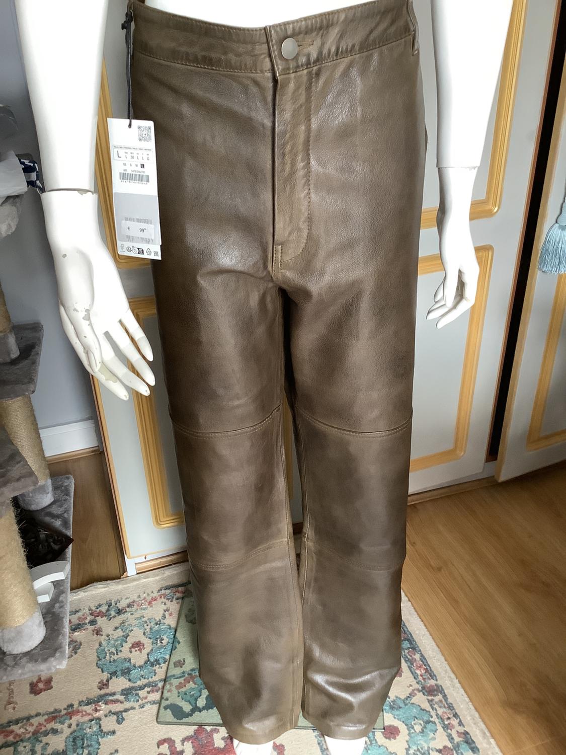 ZW LEATHER COLLECTION STRAIGHT-LEG TROUSERS WITH POCKETS