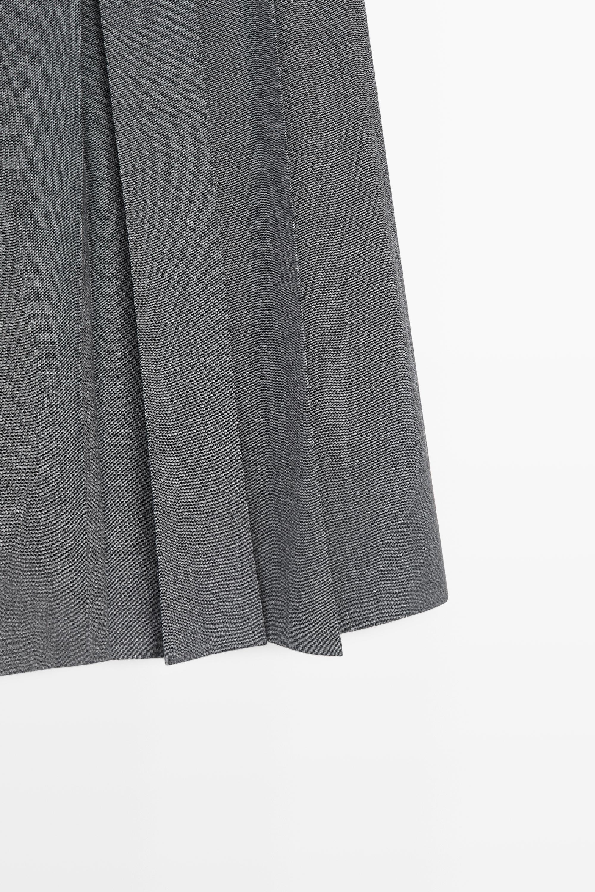 Pleated wool-blend midi skirt