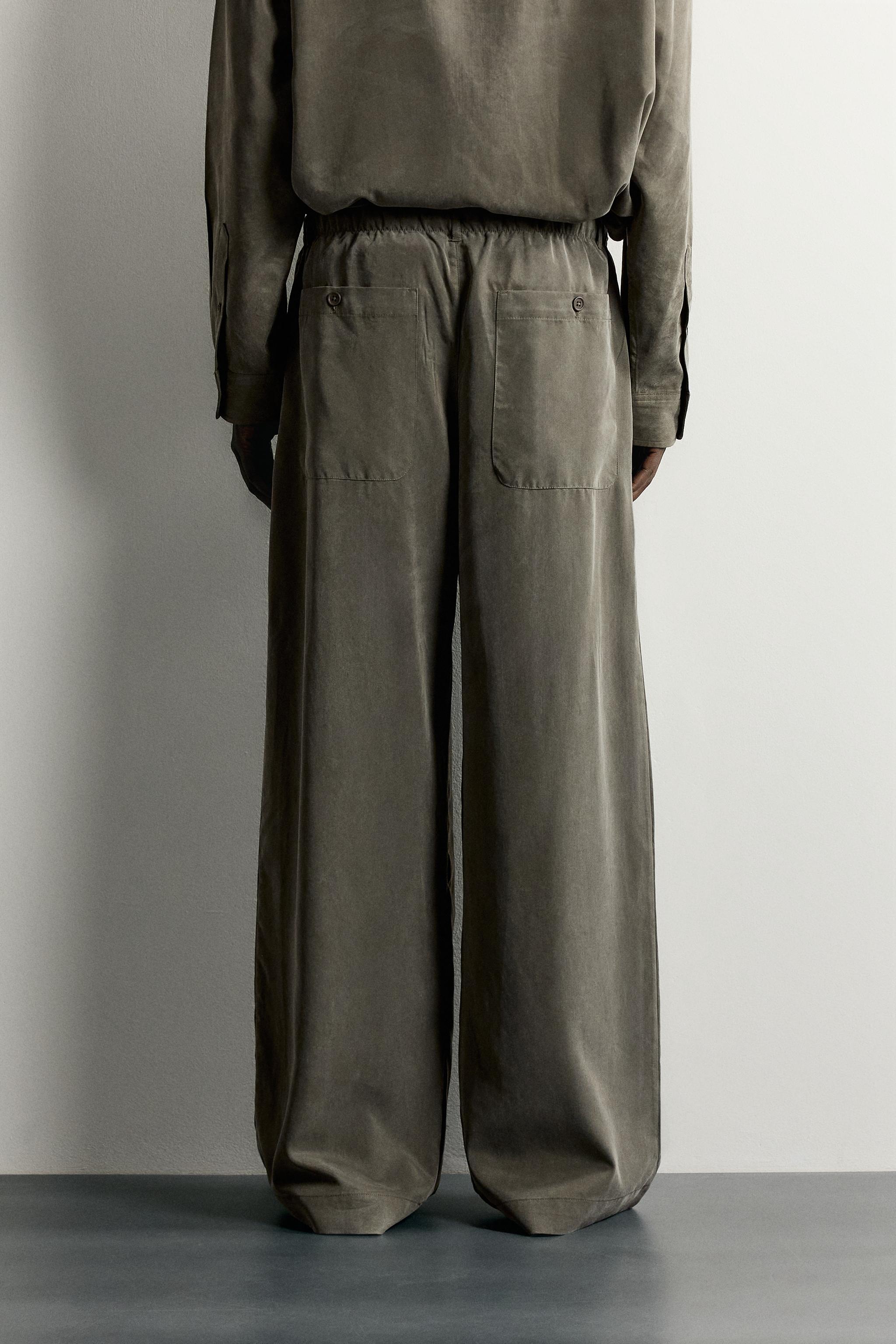 Zara DÖKÜMLÜ RELAXED FIT PANTOLON görsel 3