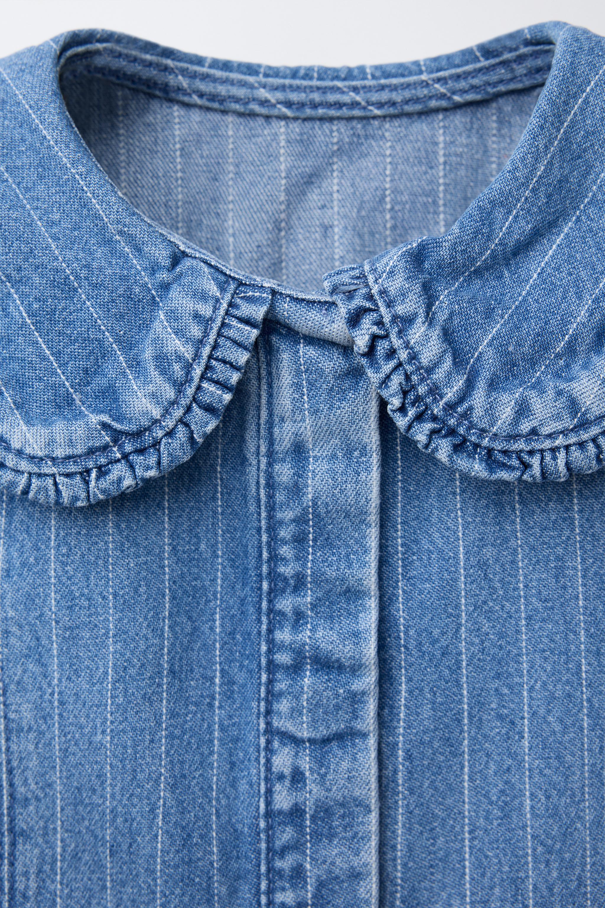 STRIPED DENIM DRESS - Mid-blue | ZARA United States