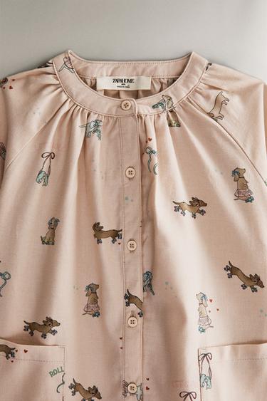 CHILDREN'S SKATER DOG FLANNEL PYJAMA SET - Pink by Zara - Image 2