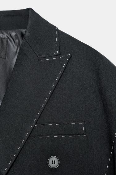 BLAZER OVERSIZE SURPIQÛRES - Bleu marine foncé de Zara - Image 8