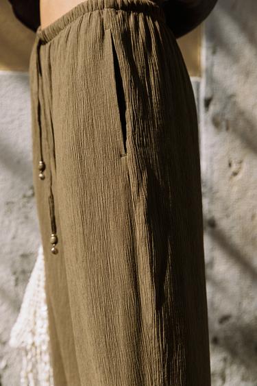 PANTALON FLUIDE DROIT - Vert olive de Zara - Image 2