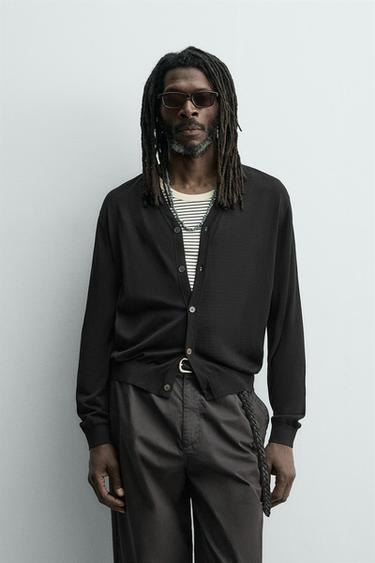 100% SILK CARDIGAN AARON LEVINE X ZARA - Black by Zara