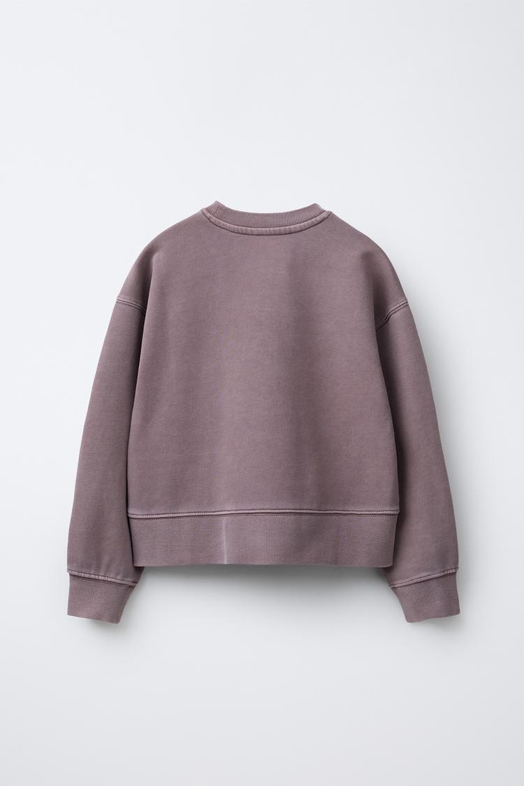 WASHED EFFECT TEXT SWEATSHIRT