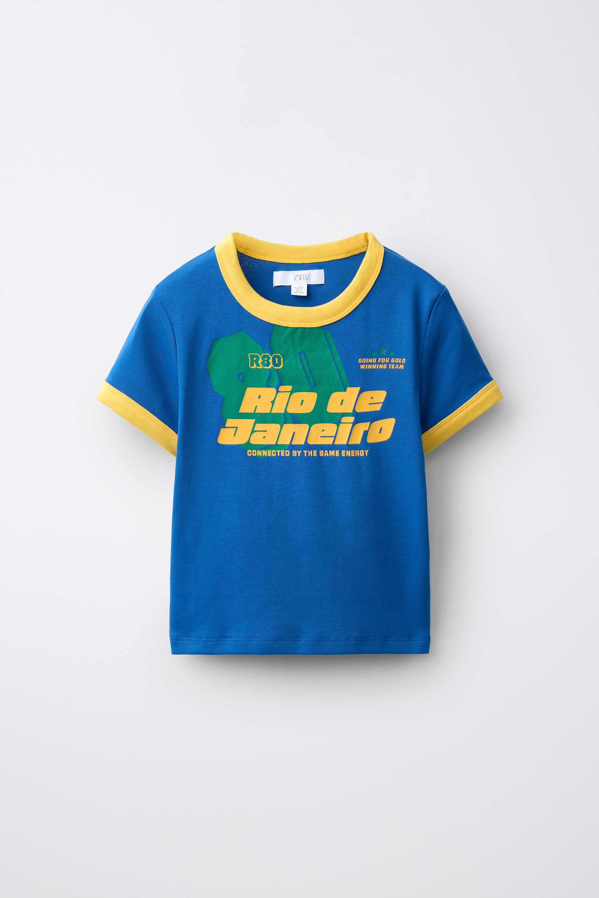 SOCCER PRINT T-SHIRT - Blue | ZARA United States