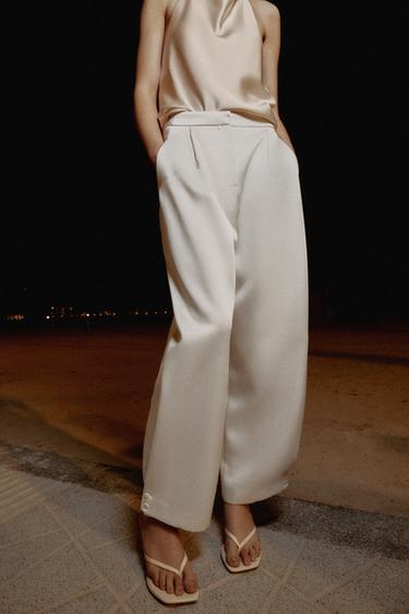 SATIN BARREL TROUSERS - Ecru by Zara