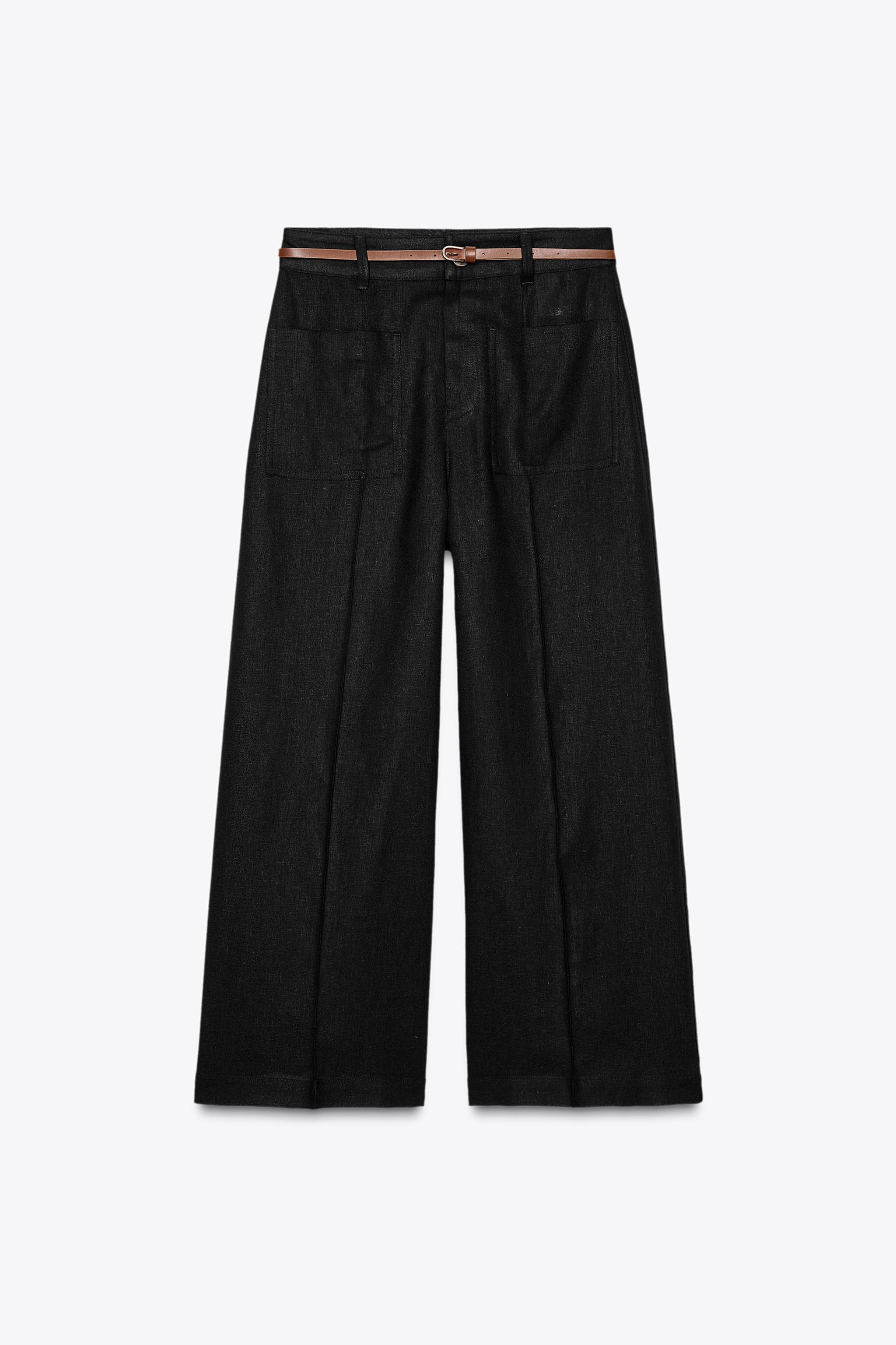 ZARA ベルト付きキュロットリネンパンツ 2845/722 ZARA】ベルト付きキュロットリネンパンツ 2845/722/800 (ZARA
