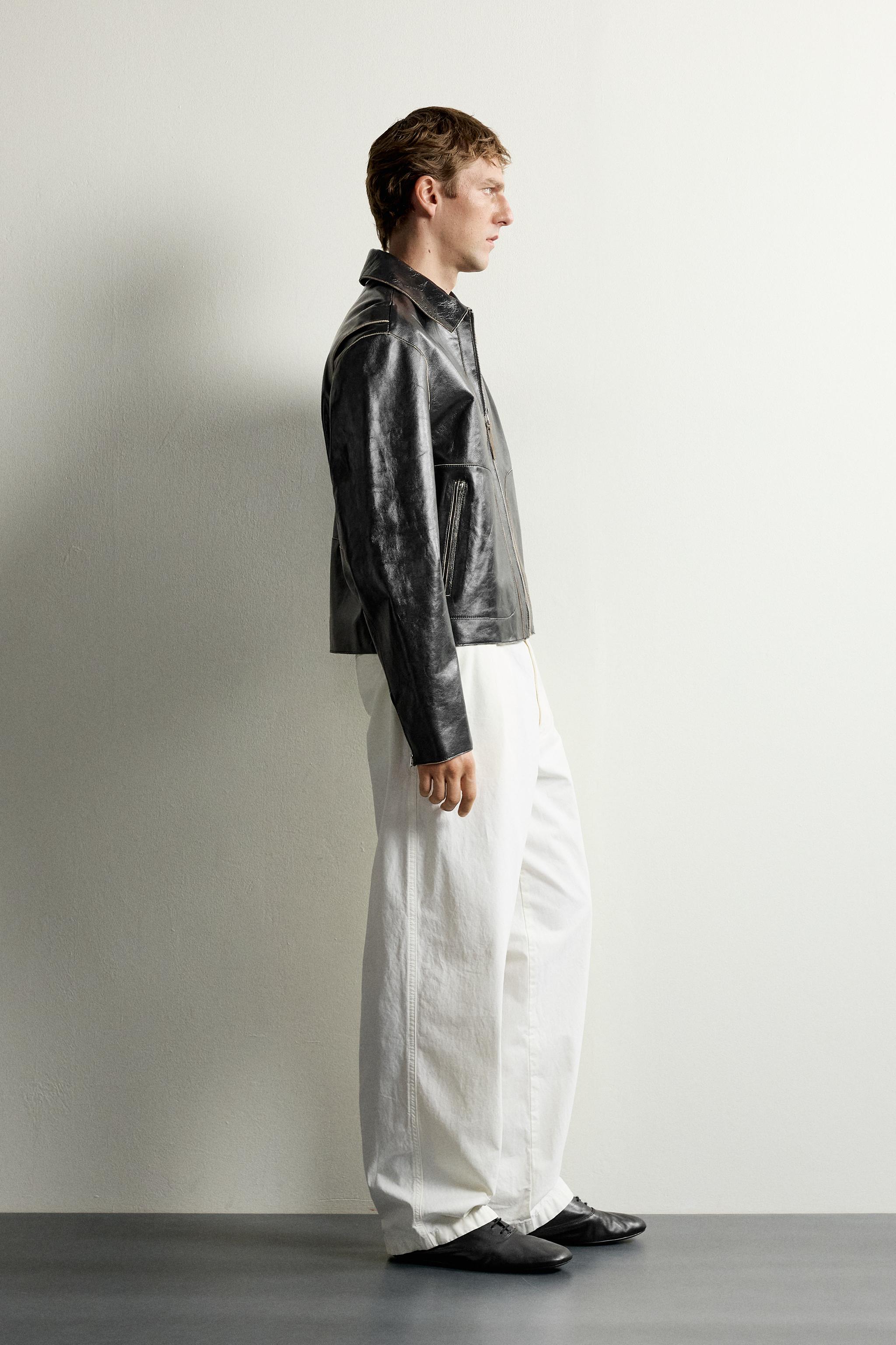 BLOUSON CROPPED FIT CUIR