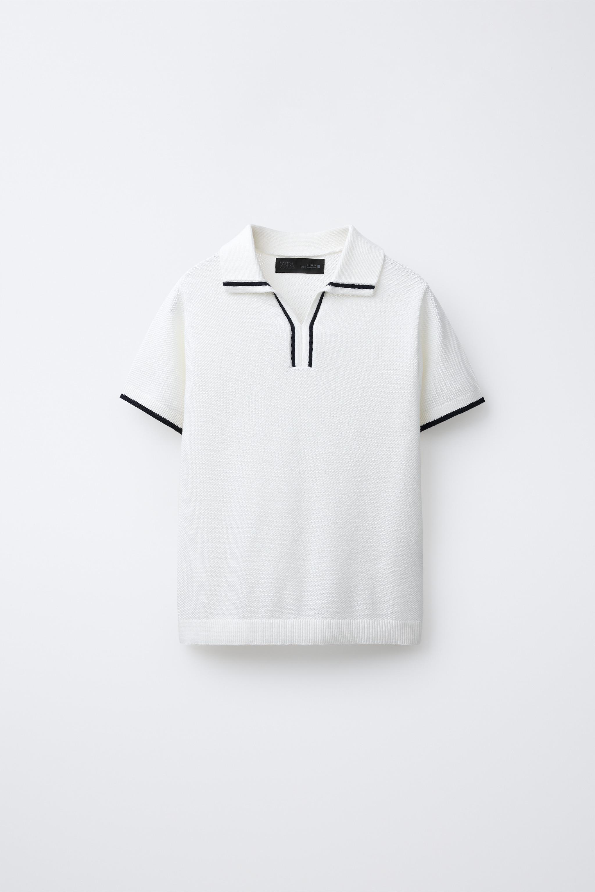 KNIT PIQUÉ POLO SHIRT — Ecru