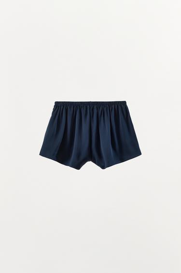 100% SILK SHORTS - Navy / White by Zara - Image 5