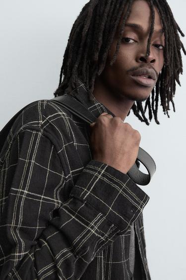 JACHETĂ TIP CĂMAȘĂ ÎN CAROURI - Negru de la Zara