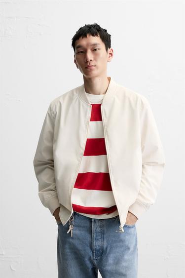 LIGHTWEIGHT BOMBER JACKET - Ecru by Zara
