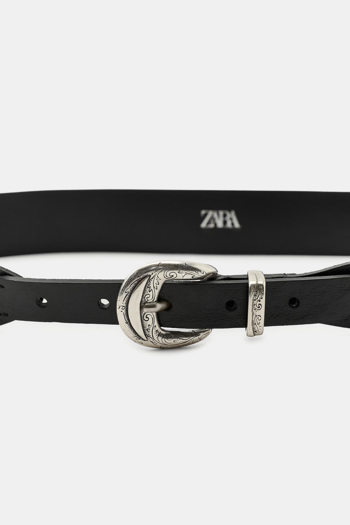 Женский ремень Zara 100% Leather Cowboy, цвет: Чёрный — фото 3
