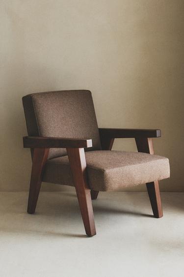 ZARA HOME BY BLASCO UPHOLSTERED WALNUT ACCENT CHAIR - Chocolate Zara