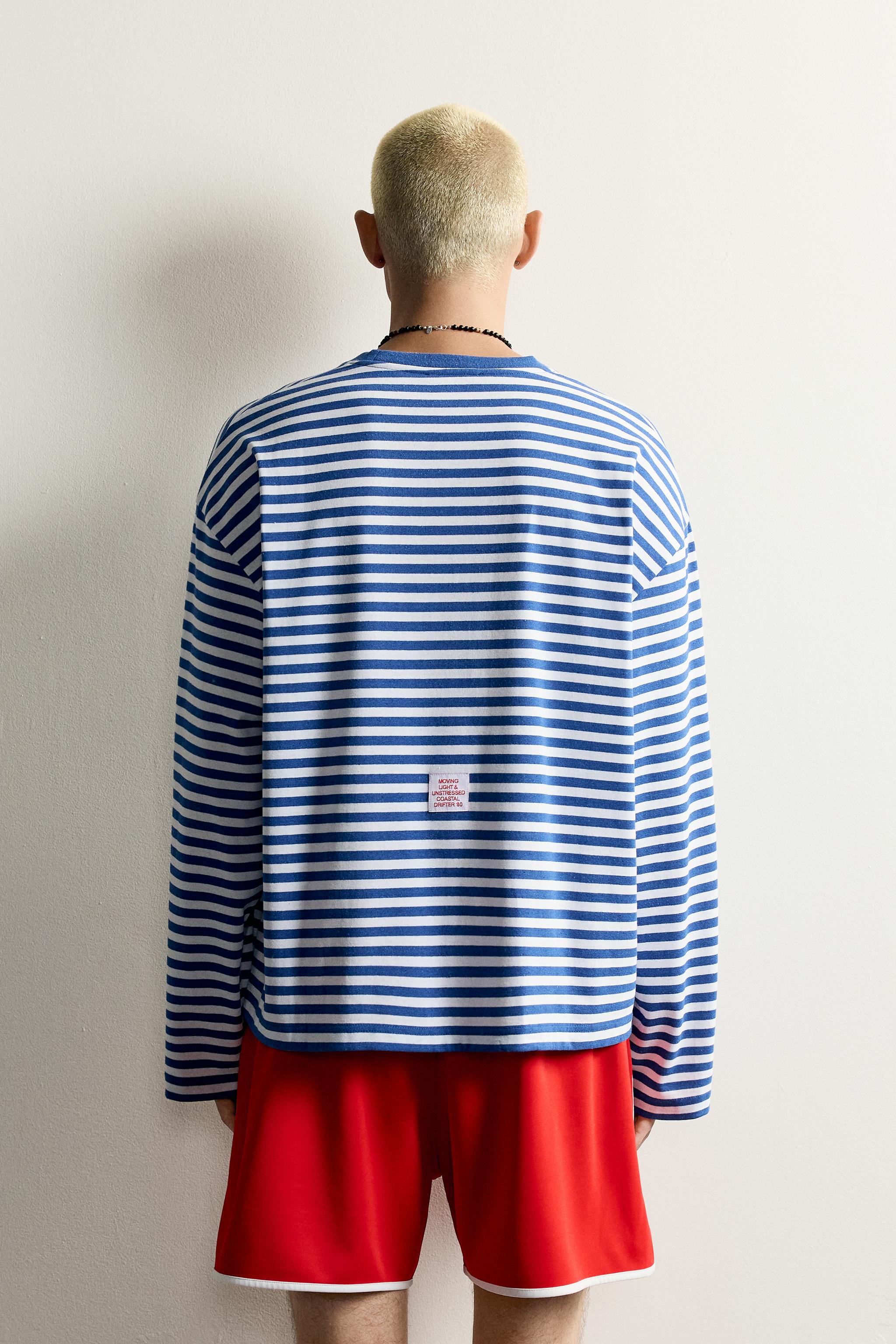 Zara JAKARLI ÇİZGİLİ NAKIŞLI T-SHIRT görsel 3