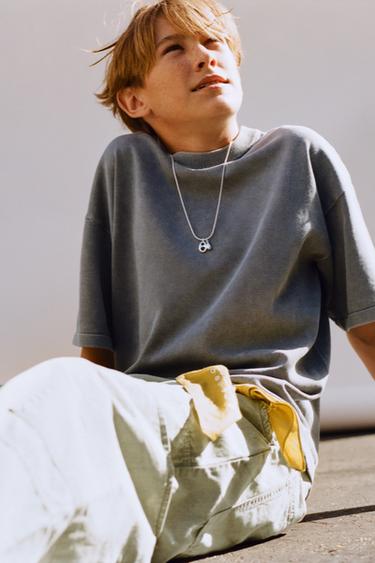 FADED-EFFECT KNIT T-SHIRT - Grey by Zara