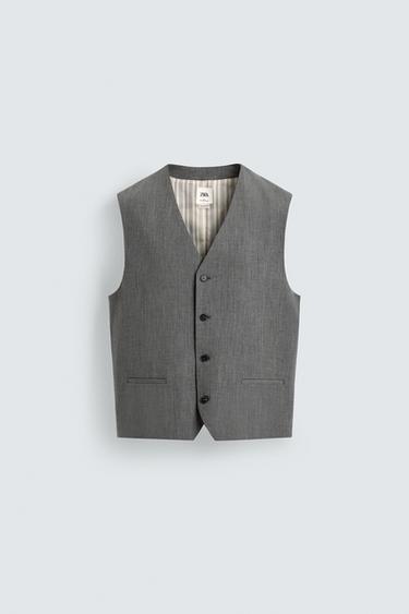 CHALECO TRAJE ESTRUCTURA RAYAS LIMITED EDITION - Gris de Zara