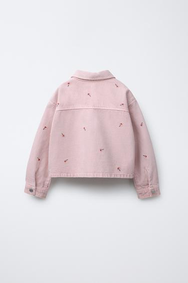 EMBROIDERED FLORAL TWILL OVERSHIRT - Mid-pink by Zara - Image 1