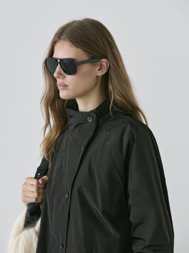 Zara Short padded parka with collar detail - Black