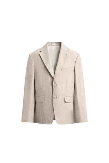 Zara 100% LINEN SUIT JACKET - Light beige