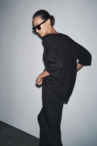 OVERSIZED PLAIN KNIT TOP - Black by Zara - Image 2
