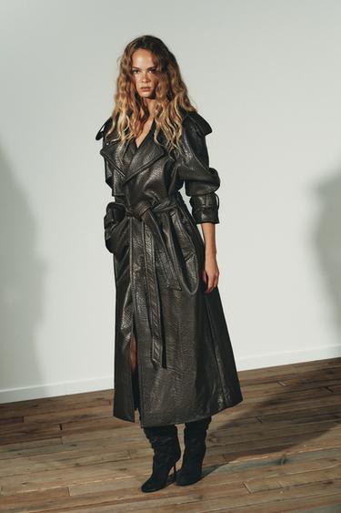 FAUX LEATHER COAT - Khaki by Zara - Image 0