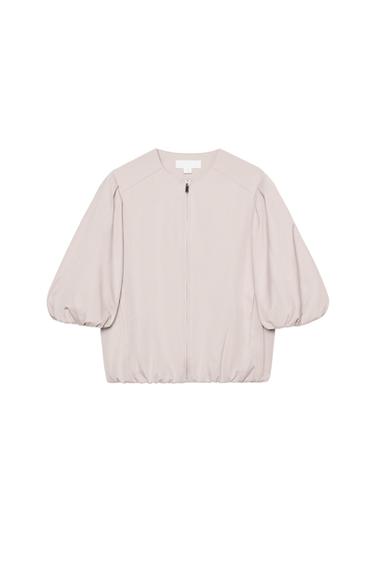 PUFF SLEEVE BOMBER JACKET - Ecru / Beige by Zara