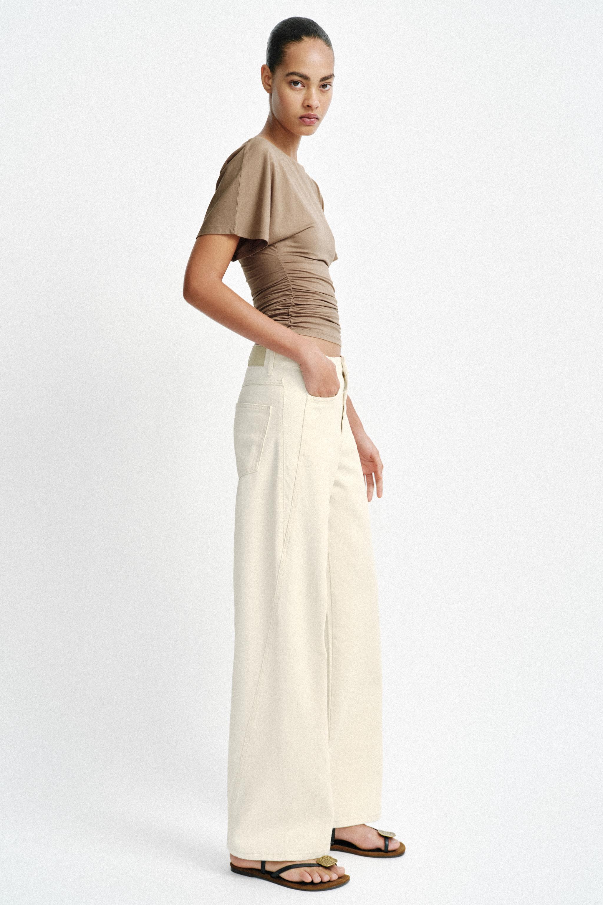 KISA KOLLU DRAPE T-SHIRT - Görsel 3