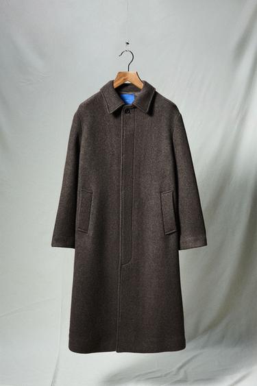 MANTEAU CROISÉ MÉLANGE LAINE MANTECO® AARON LEVINE X ZARA - Marron clair de Zara