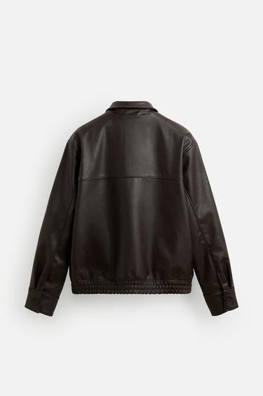 LEATHER EFFECT BOMBER JACKET - Chocolate brown by Zara - Image 7
