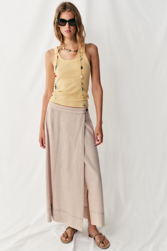 RIBBED TANK TOP - Amarillo de Zara - Imagen 0