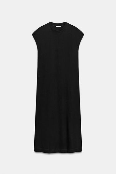 Zara SHORT-SLEEVE LONG DRESS - Black