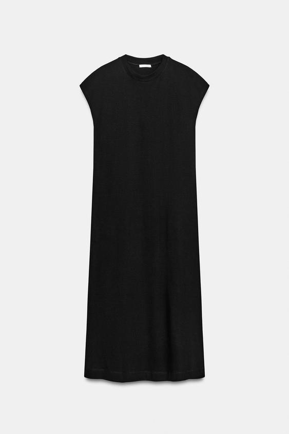 VESTIDO LARGO MANGA CORTA - Negro de Zara - Imagen 0