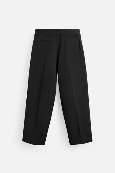 PANTALON À PLIS AVEC CEINTURE - Noir de Zara - Image 6