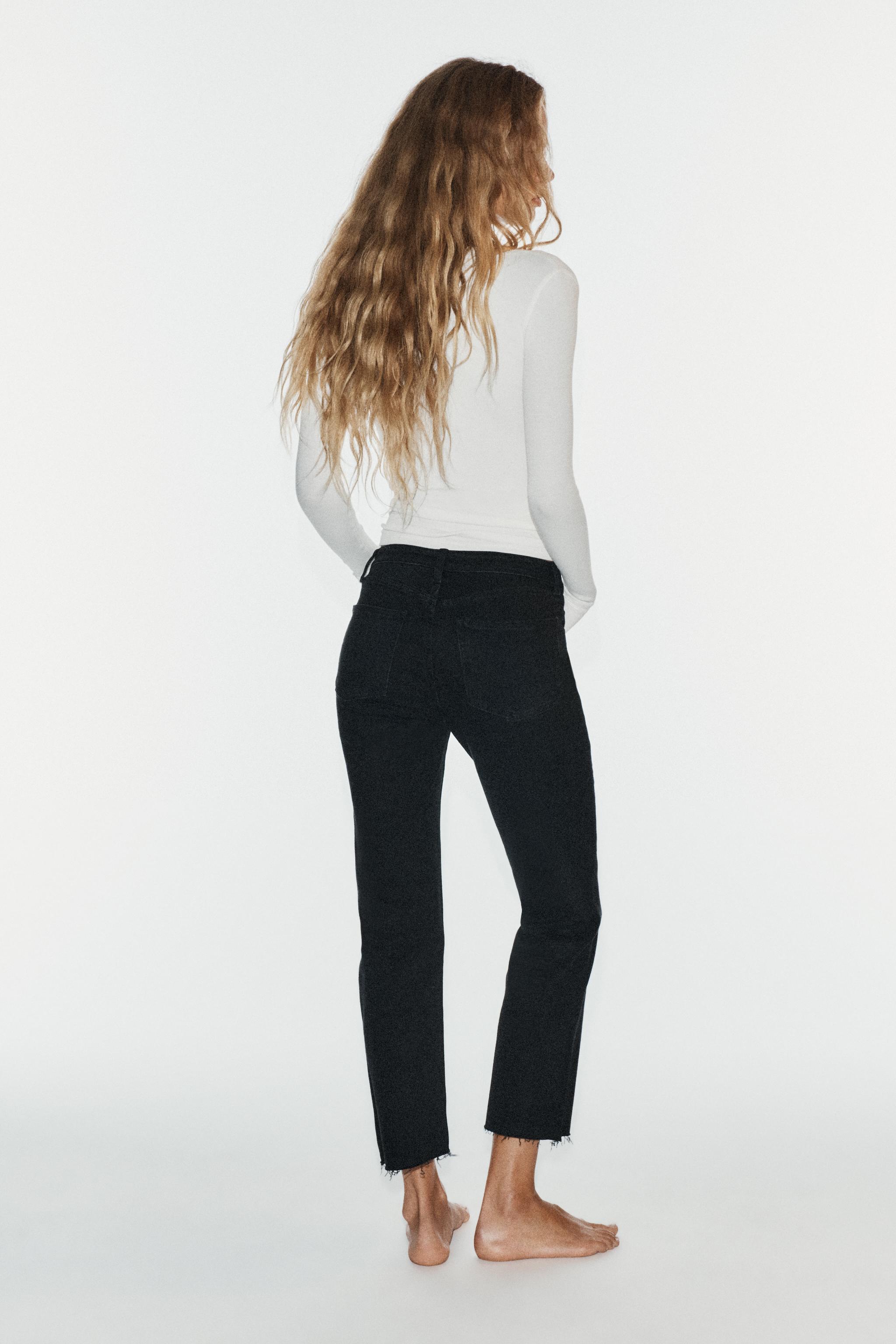 Женские джинсы Zara TRF HIGH-RISE CROPPED POLKA DOT FLARE JEANS — фото 5