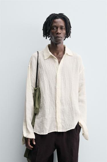 CHEMISE 100 % LIN EFFET FROISSÉ - Écru de Zara