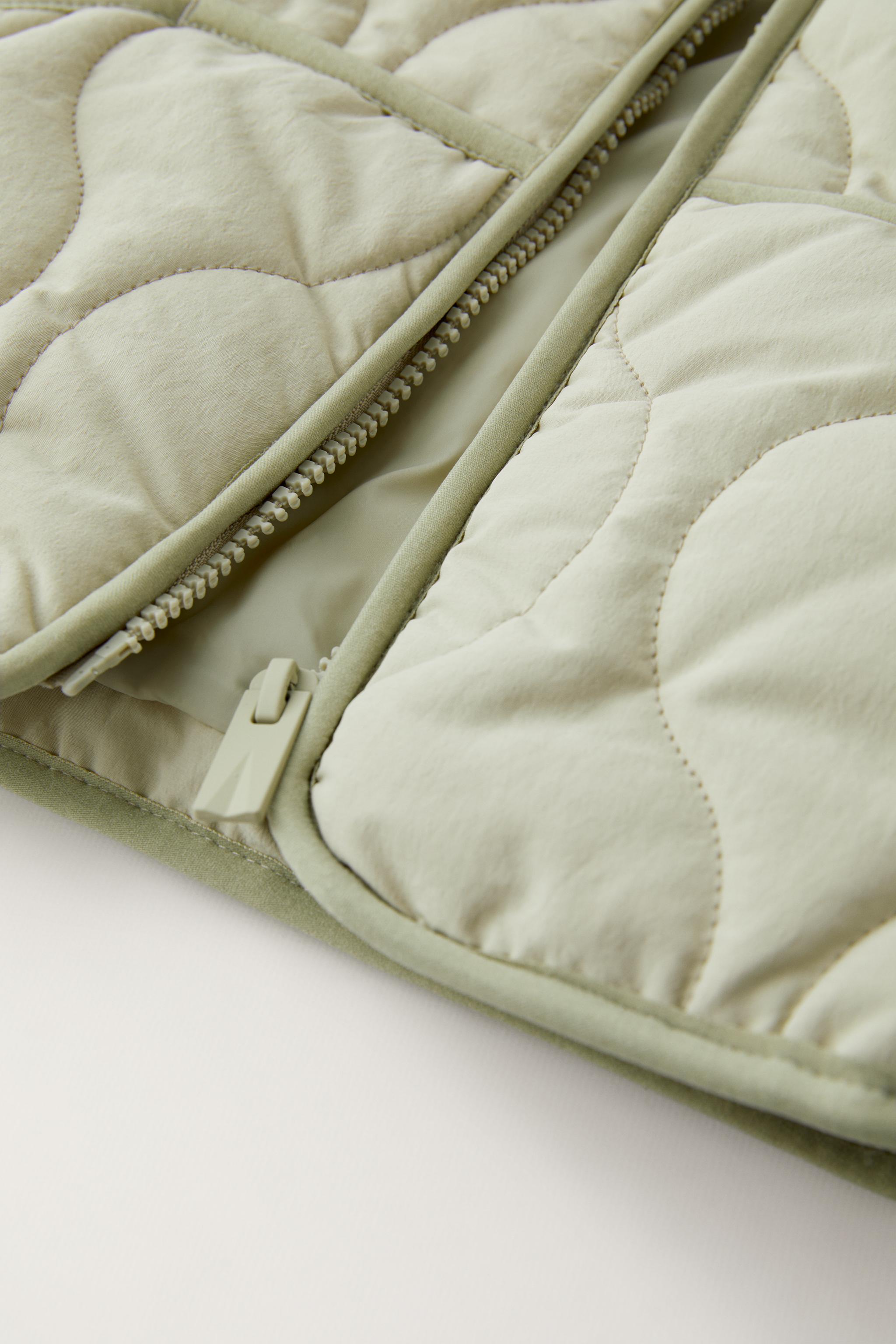 PIPED QUILTED VEST - Light khaki