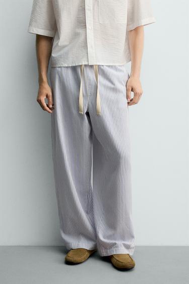 STRIPED WIDE-LEG TROUSERS - striped by Zara