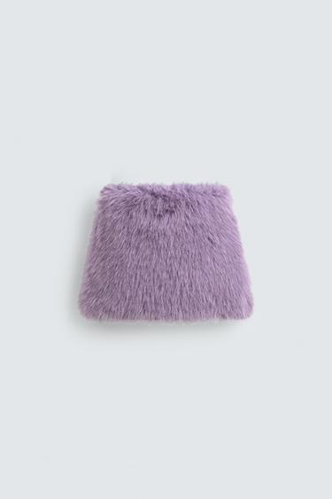 CHÂN VÁY MINI GIẢ LÔNG HARRY LAMBERT FOR ZARA X DISNEY - Màu tím cà từ Zara