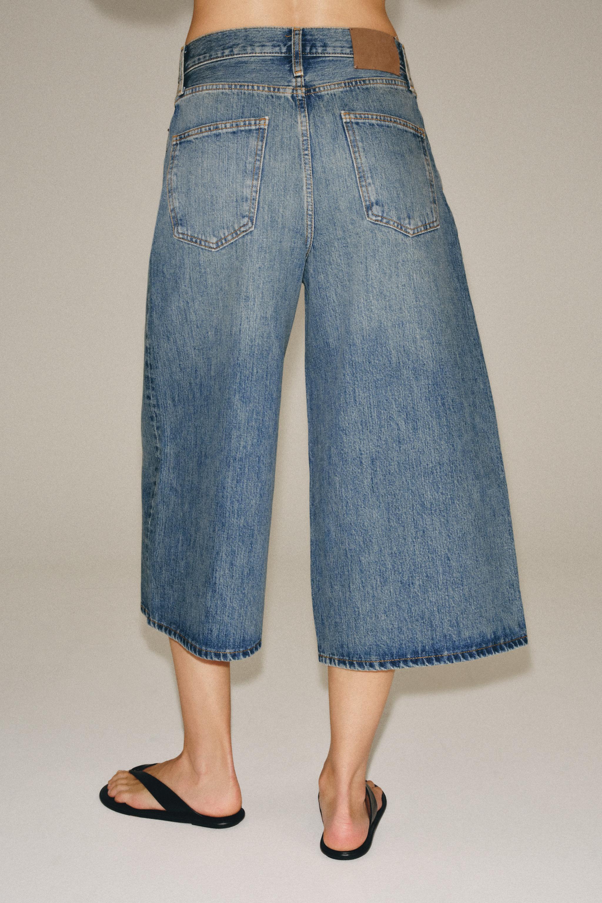 Zara ZW COLLECTION ORTA BEL DENIM BERMUDA görsel 3