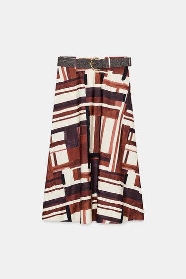 JUPE IMPRIMÉE CEINTURÉE - Multicolore de Zara - Image 5