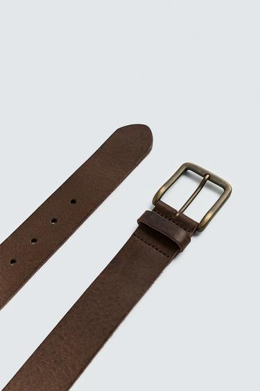 VINTAGE EFFECT LEATHER BELT - Brown by Zara - Image 1