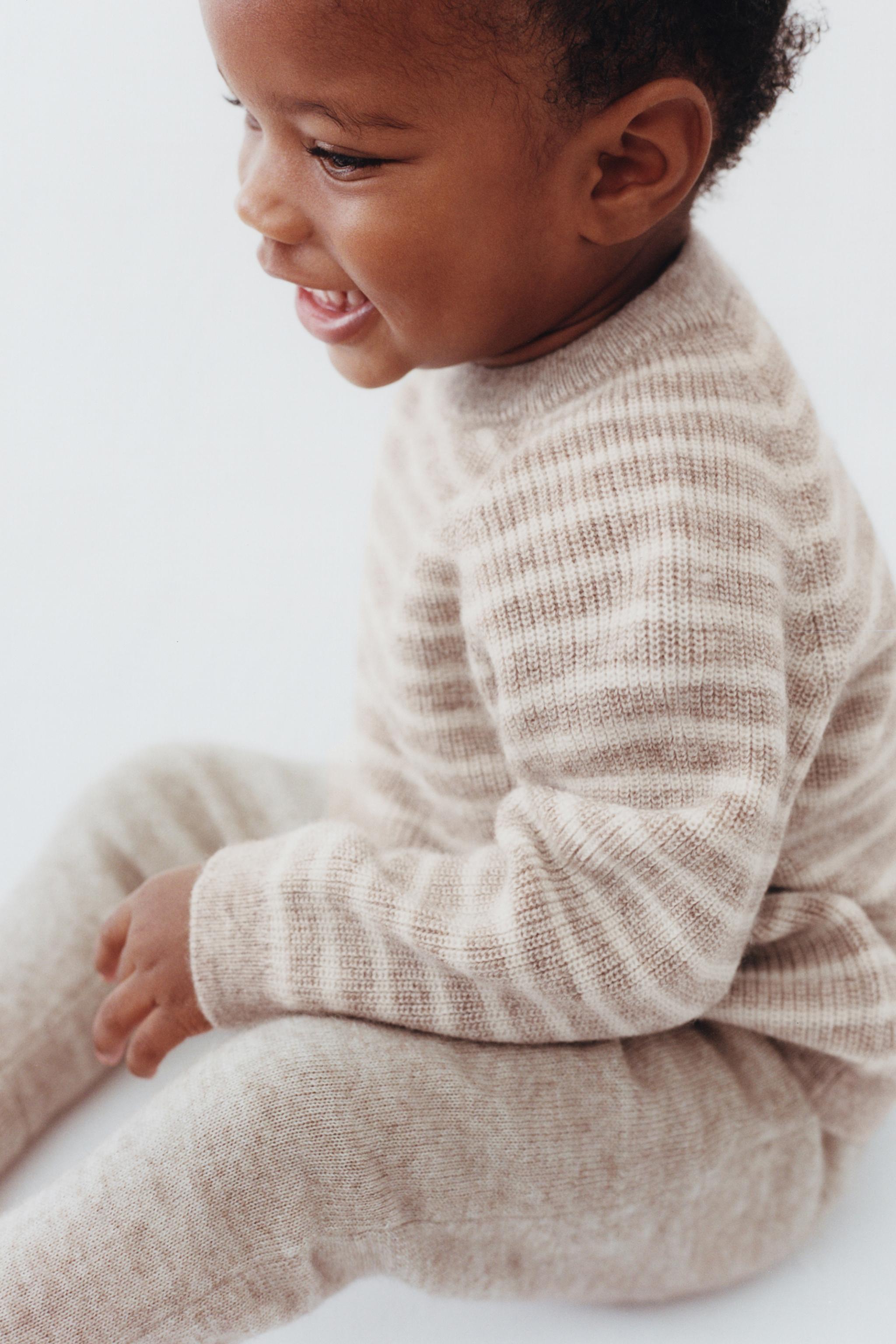 STRIPED WOOL AND CASHMERE SWEATER - Tan marl | ZARA India