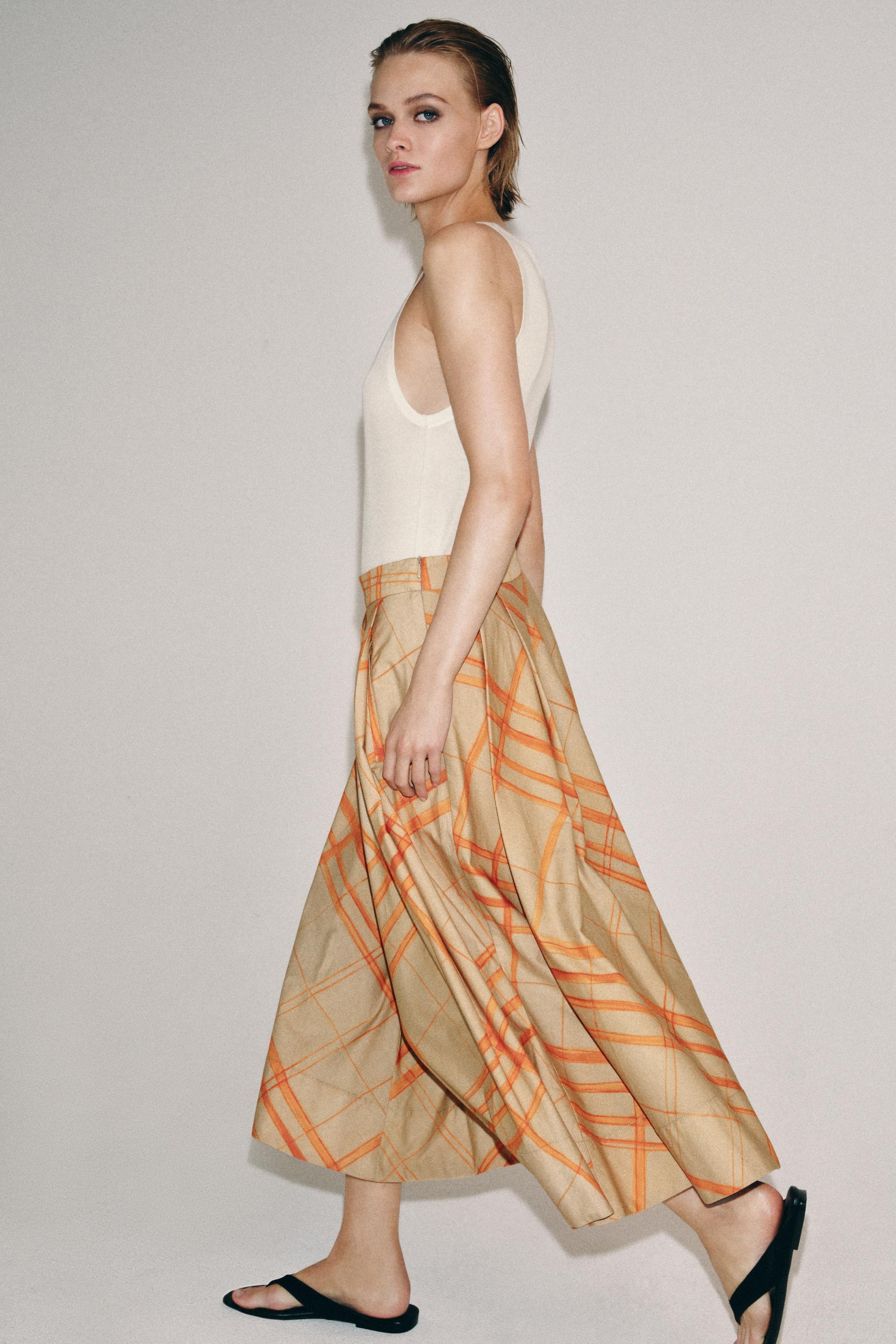 ZW COLLECTION PLAID CAPE SKIRT