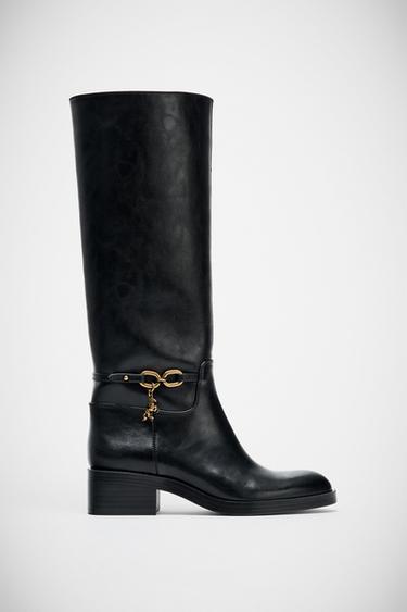 RIDING BOOTS WITH CHARM DETAIL - Black by Zara