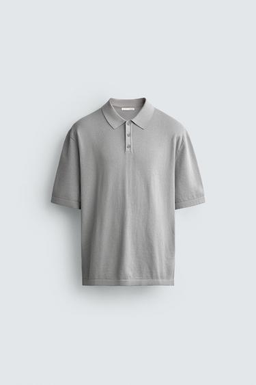ÁO POLO DỆT KIM DÁNG SUÔNG BẠC MÀU - Màu xám từ Zara